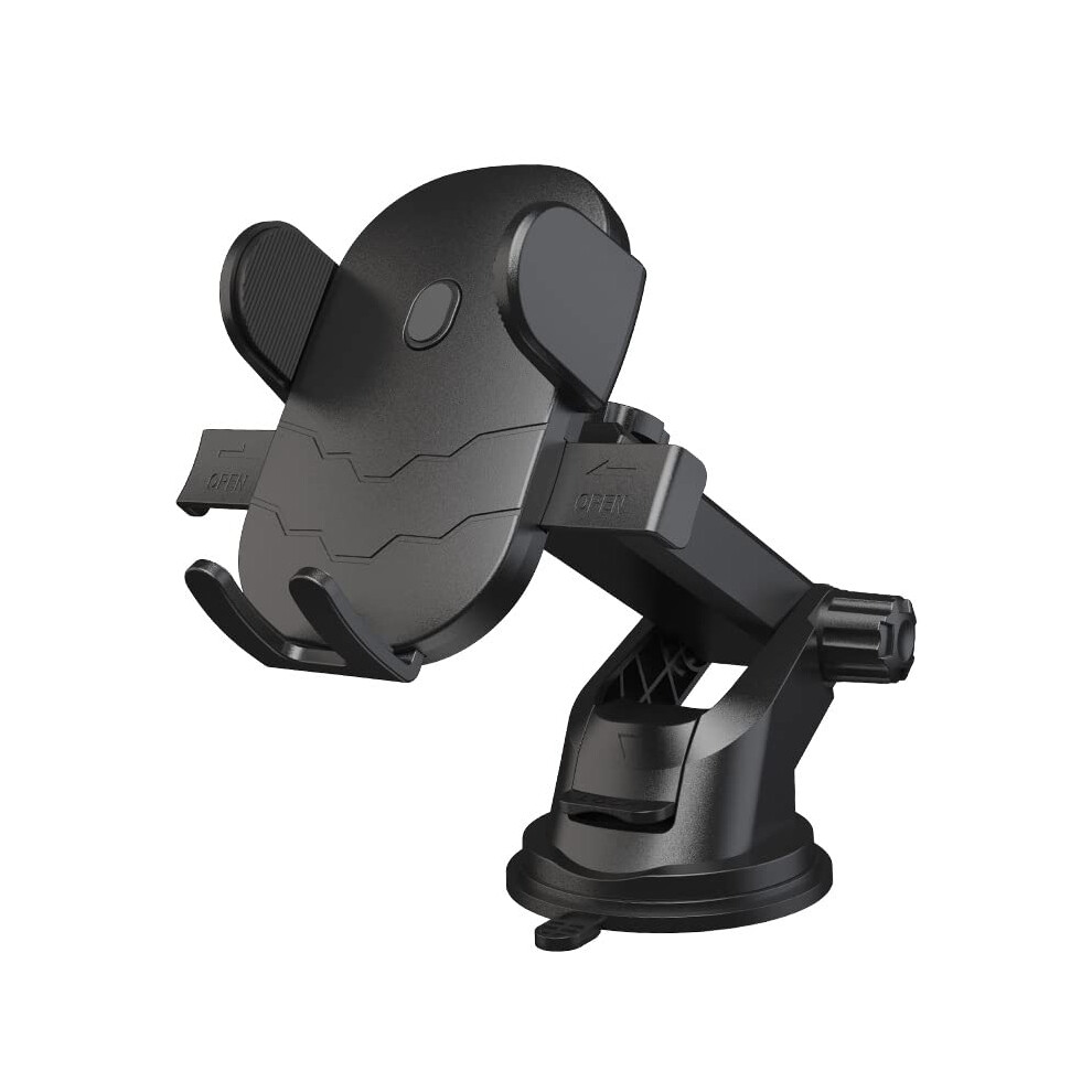 3 In 1 Car Phone Holder With Strong Vacuum Suction, 360 Rotation And Telescopic Arm For Dashboard Windshield Air Vent Black 9073542689249