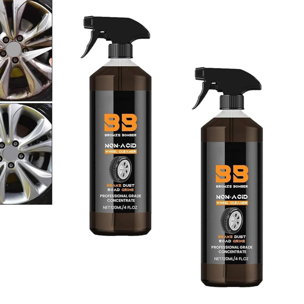 Nonacid Wheel And Tire Cleaner Spray 120Ml, Phbalanced Formula For Brake Dust Removal (2 Pack) Bronze 9073542689256