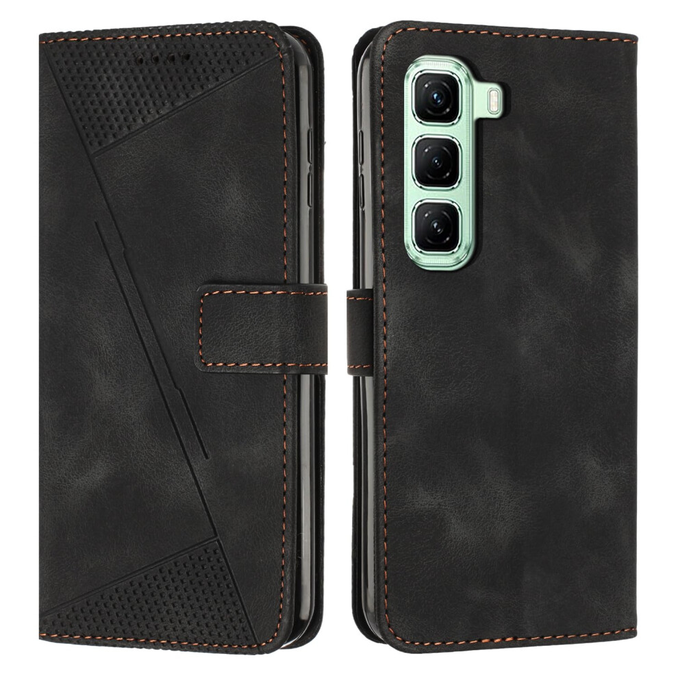 Wallet Case Magnetic Closure Flip Cover With Kickstand And Precise Fit For Infinix Hot 50 Pro Plus 4G Black 9330225966357