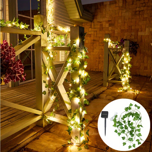 Solar-Powered Artificial Ivy Green Vine with 50 Lights