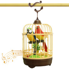 Talking Parrot Toy with Sound and Motion Activation, Battery Operated Realistic Bird in Cage