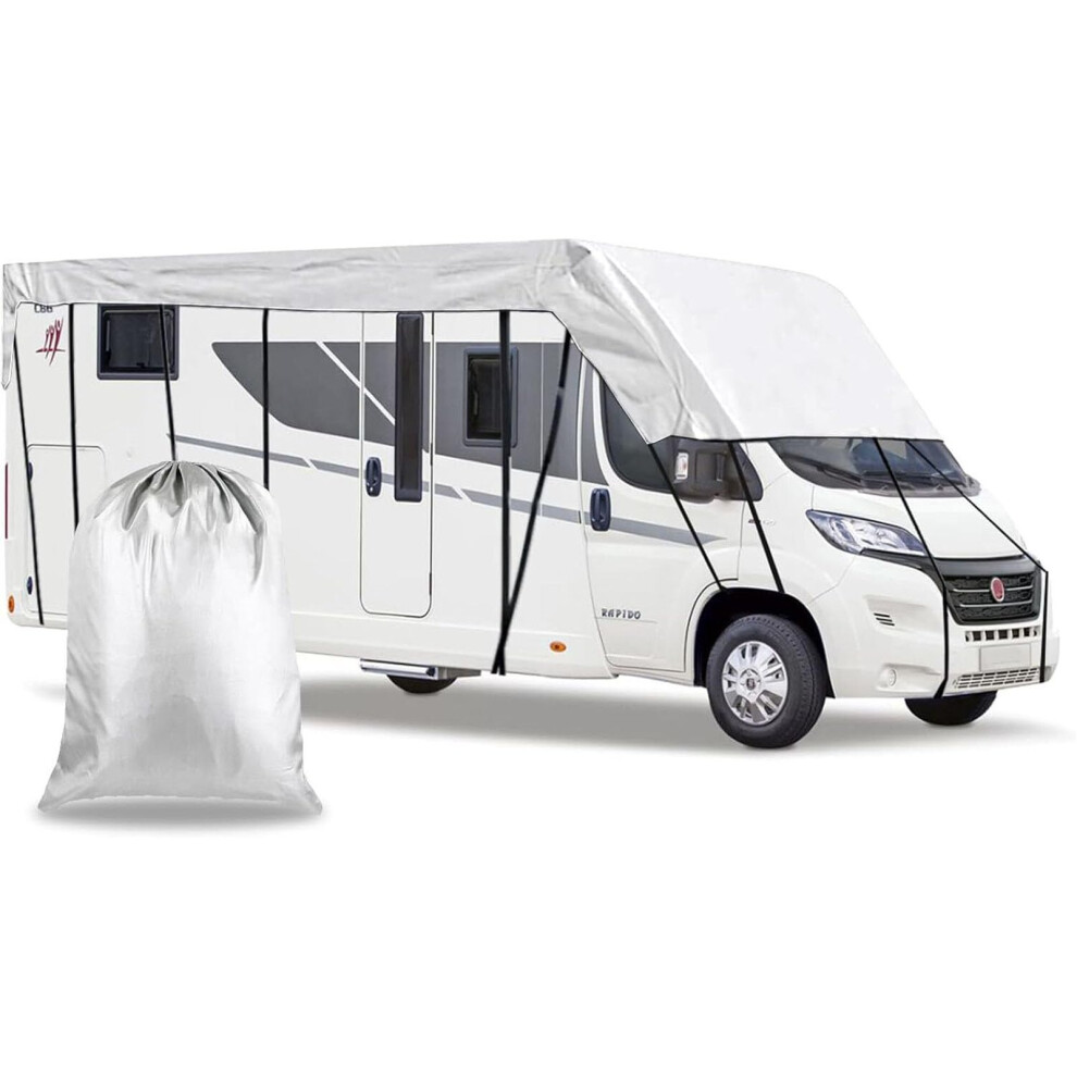 Waterproof Rv Roof Cover 210D Oxford Cloth UvâResistant Caravan Protector With Secure Straps 6.5X3.0m Silver 9330225966531