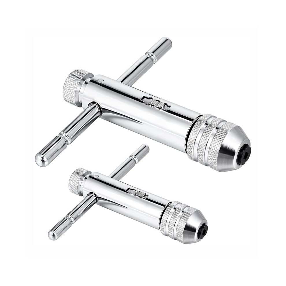 2Pcs Ratchet T Handle Tap Wrench, Adjustable T Bar Handle Holder Ratcheting Tap Wrench For Metric M3-M8 / M5-M12 4713202090255