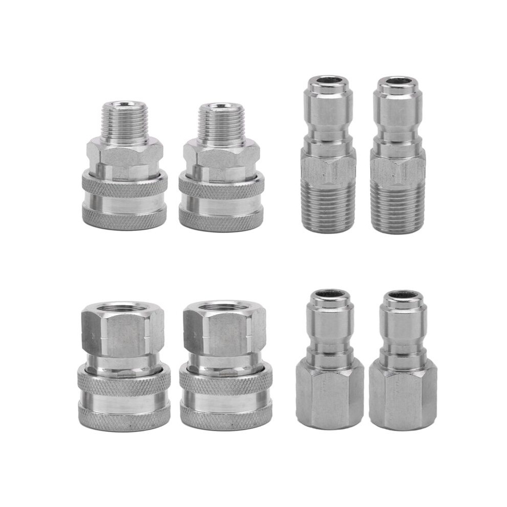 4 Sets Npt 3/8 In. Stainless Steel Male And Female Quick-Connect Kits Male Female 3/8 Quick-Connect Fittings 6031320175820
