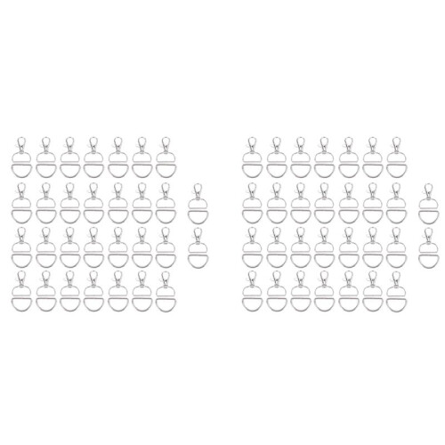 120Pcs Swivel Snap Hooks and D Rings for Lanyard and Sewing Projects (1 Inch Inside Width)