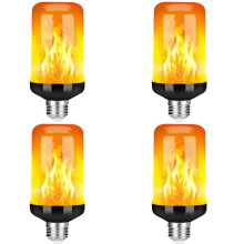 4X LED Flame Effect Light Bulb E27,Decorative Flickering Realistic Fire Lights Bulb,Festival Decoration Lamp,Black-B