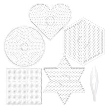 Beading Board - Beading Peg Board, Clear Plastic Peg Board Kit för Barn och Vuxna - Fyrkantig, Cirkel, Hjärta, Stjärna, Hexagon