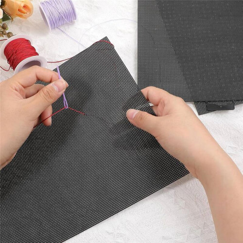 4pcs Plastic Mesh Canvas 14 CT Black Plastic Mesh Canvas Sheets Plastic Mesh Screen for Embroidery, for Crafts DIY