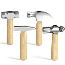 4Pcs Small Hammer Set, Forged· and Polished Steel , Short Wood Handle, 10oz Claw Hammer, 11oz Peen Hammer