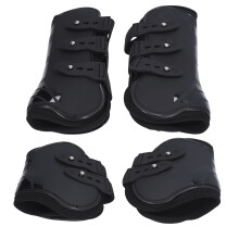 4Pcs Horse Tendon Boots Soft PU Neoprene Guard Front & Rear Black M