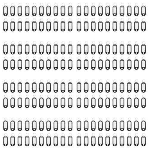 160 Pcs Key ID Label Tags Split Ring Keyring Keychain Black