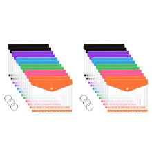 24 Szt. Kieszonkowy Segregator A4 Koperty Rozszerzalne Przezroczyste Plastikowe Koperty do Segregatora, Przycisk Zatrzaskowy