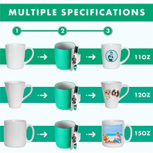 6 Pieces 3D Sublimation Silicone Mug Wrap, with 6 Rolls 33 M Heat Transfer Tape for Printing Mugs Transfer Machine
