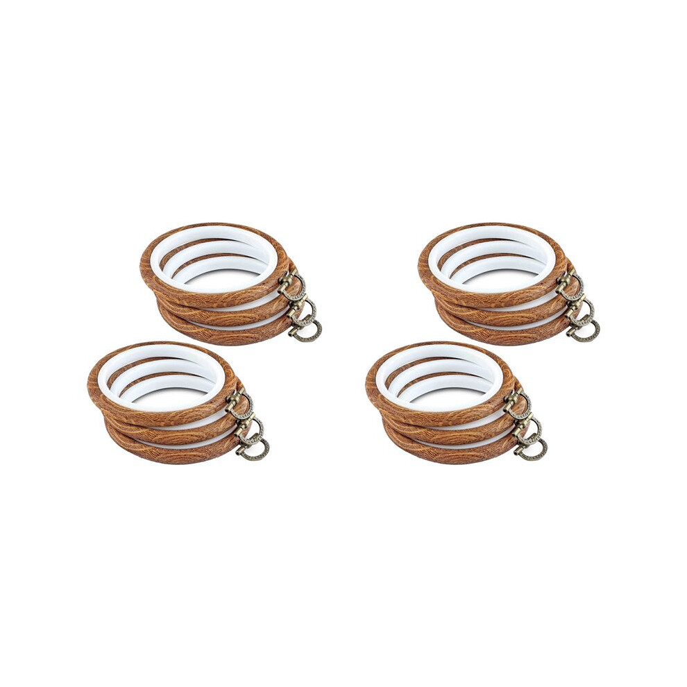12Pcs Embroidery Hoops 3.93 Inch Round Embroidery Frame With Metal Ring Imitated Wood Embroidery Circle Embroidery Hoop 4711115218766