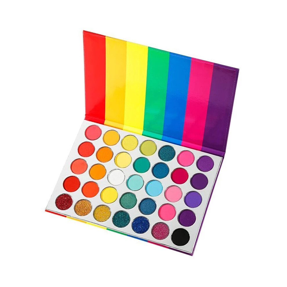 Makeup Matte Glitter Eyeshadow Palette Macaron Rainbow Bright Neon Pigment Eyeshadow Cosmetics-Multicolor