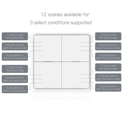 2X 4 Gang Tuya ZigBee Wireless 12 Scene  Push Button Controller Battery Powered Scenario for Tuya Devices 2