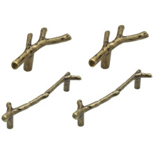 4 Pieces of Cabinet Handle Bifurcated Drawer Handle Kitchen Single Hole Knob Dresser Furniture Accessories(Bronze)