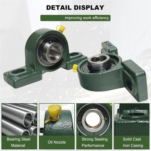 2 Pack UCP204-12 Pillow Block Mounted  Bearing - 3/4 Inch Bore - Solid Cast Iron Base - Self Aligning 2