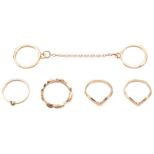 Set 6Pcs Lot of Phalanx Rings Fleche Moon Midi with Pearl Fancy Boheme Jewelry for Woman and Girl (6Pcs Gold)