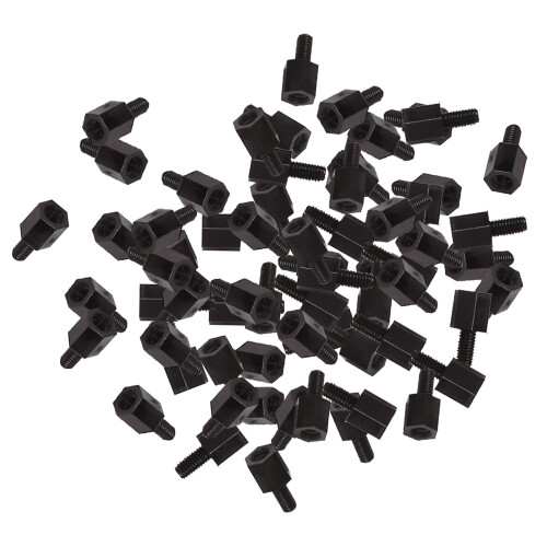 100x Motherboard Nylon Hex Standoff Threaded Spacer M3 Thread 6+6mm Black