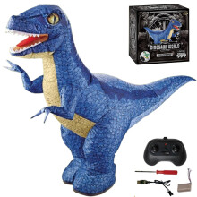 RC Dinosaur Toy with Fast Inflation, 360 Rotation, OneTouch Control, Rechargeable Blue Inflatable Dinosaur for Kids