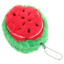 Plush Coin Purse Watermelon Keychain with Zipper, Cute Soft Mini Wallet and Backpack Charm