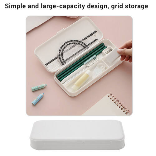 Capacity Simplicity Pencil Box Storage Box  Pen Pencil Case Compartment Storage Waterproof Pencil Case-White 2