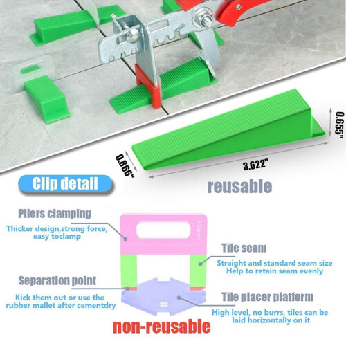 Tile Leveling System 1/8 inch Kit for Kitchen Living Room Shower Base Tile Leveler Tools for Installation