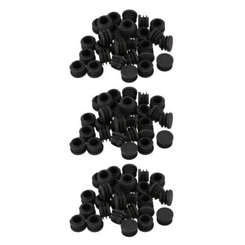 Round Table Chair Leg Tube Pipe Insert End Cap 19mm Dia 90Pcs Black