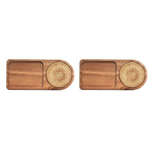 2X Coffee Tray Wood Plate Breakfast Tray for Serving Food Hospitality Coffeeware Teaware Decor Table Decoration B