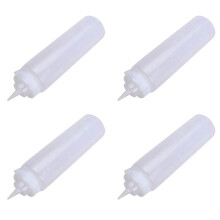 4X 250ml White Transparent Plastic Sauce Squeeze Bottle Dispenser with Cap