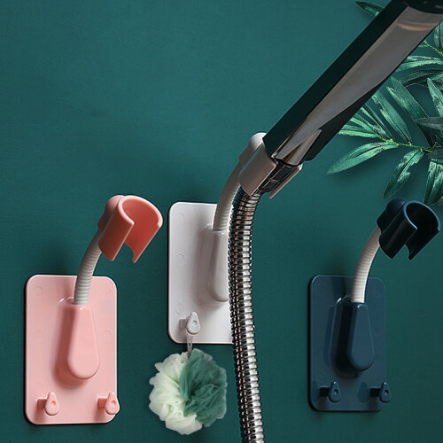 Punch-Free Shower Bracket Fixing  Bathroom Sprinkler  Shaking  Bracket Shower Fixing Bracket with Hook Green 2