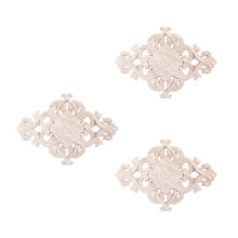 3X Lots Wood Carved Long Onlay Applique Unpainted Flower Walls Cabinets Door Decor Type:21X15cm