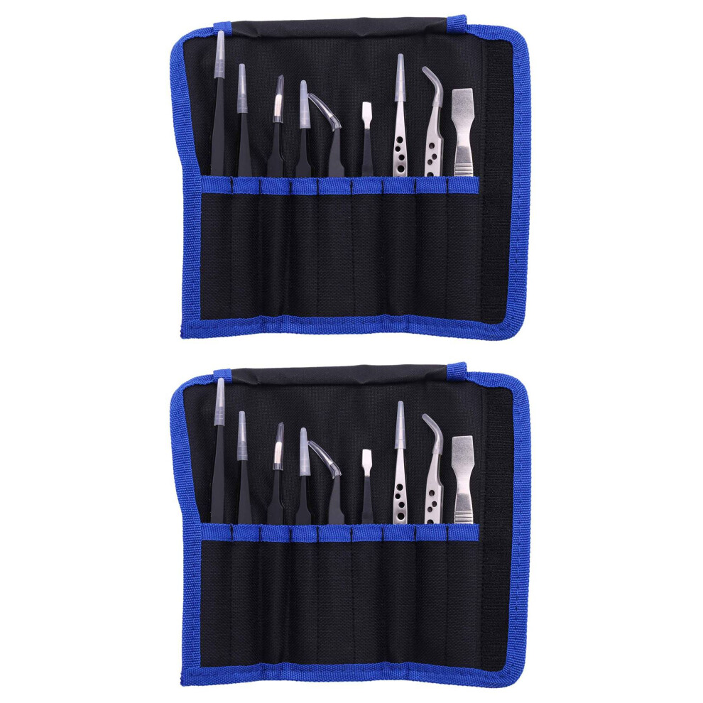 18 Pcs Tweezers Set Stainless Steel Anti-Static Precision Tweezers for Electronic Mobile Phone Repair Tools Hand Tools