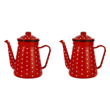 2X Cafeteira Esmaltada 1,2L Despeje sobre Leite Jarro ÁGua Jarro Barista Bule Chaleira para FogãO um GáS e FogãO de InduçãO A