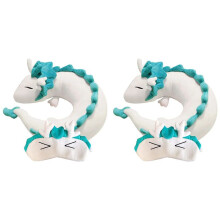 2X Oreiller de Cou de Dragon Blanc Mignon, Oreiller de Cou D'Animal en Peluche D'Animation Japonaise, Oreiller Volant de Corps D'Animal avec des