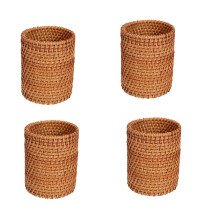 4X Rattan Chopsticks Tube Shovel Spoons Bucket Dinner Knives Forks Tableware Storage Box Home Baskets Organizer A
