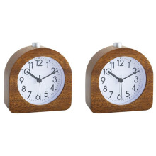 2X Sveglia Senza Ticchettio Sveglia Retrò nel Legno con Quadrante Luminoso Orologio da Tavolo Silenzioso con Funzione Snooze A