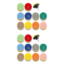 22Pcs 3Inch Wet Diamond Polishing Pads Set 50 to 3000 Grit Hook and Loop Backing Sanding for Granite Concrete Marble
