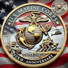 250th Anniversary Challenge Coin Gold Plated Commemorative Veteran Collectible