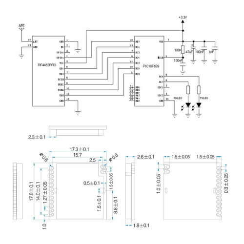 RF4463 PRO Wireless RF Module SI4463 Communication Module for  Homes/Remote Controls/Toy Controls 868Mhz