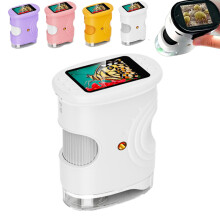 1000X Digital Microscope with Screen Full HD Photo Video LED Light Rechargeable White