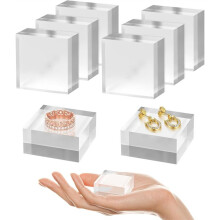 Acrylic Base 8PCS Acrylic Blocks for Display 2x2x1 Inch Square Riser Display Stands Trophy for Trophy Jewelry