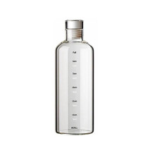 1000 Ml Glas-Sportwasserflasche mit Zeitskala, Tragbarer Wasserbehälter, Versiegelte Brau-Weinflasche, Wasserflasche