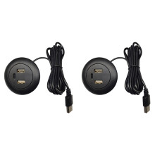2X Desktop Hole Embedded USB Hub Type-C USB Charger 3 in 1 Splitter