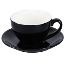 Taza de Café de Cerámica Minimalista de 220 Ml, Color Liso con Base, para Parejas, Estilo Europeo, para Té, Café con Leche, Color Negro.