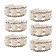 6pcs Pearl Napkin Rings, Faux Pearl Napkin Holders Buckles Adjustable Napkin Rings for Wedding Party, Dinner