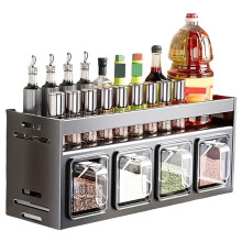 Kitchen Storage Organizer Stainless Steel Kitchen Spice Shelf Wall Mounted Multifunctional Spice Shelf Box Jar de Cocina