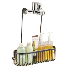 Shower Hanging Organizer Shower Basket with Hooks Storage Shelf No Drilling Shower Rack for Shower Faucet or Bar Black