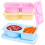 3 Pack Silicone Reusable Snack Containers with Lids, Double Compartment Snackle Box Containers, Salad Dressing 1